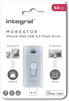 Integral infd64gbmorestor 64 GB USB 3.0 (3.1 Gen 1) Capacity Silber USB Flash Drive USB-Stick (64 GB, USB 3.0 (3.1 Gen 1), USB Type Connector, Ohne Deckel, 13 g, Silber)