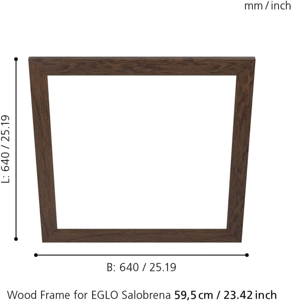 EGLO Deko-Rahmen aus Holz, Zubehör für LED Panel Salobrena 60 x 60 cm, quadratischer Holz-Rahmen in Dunkel-Braun